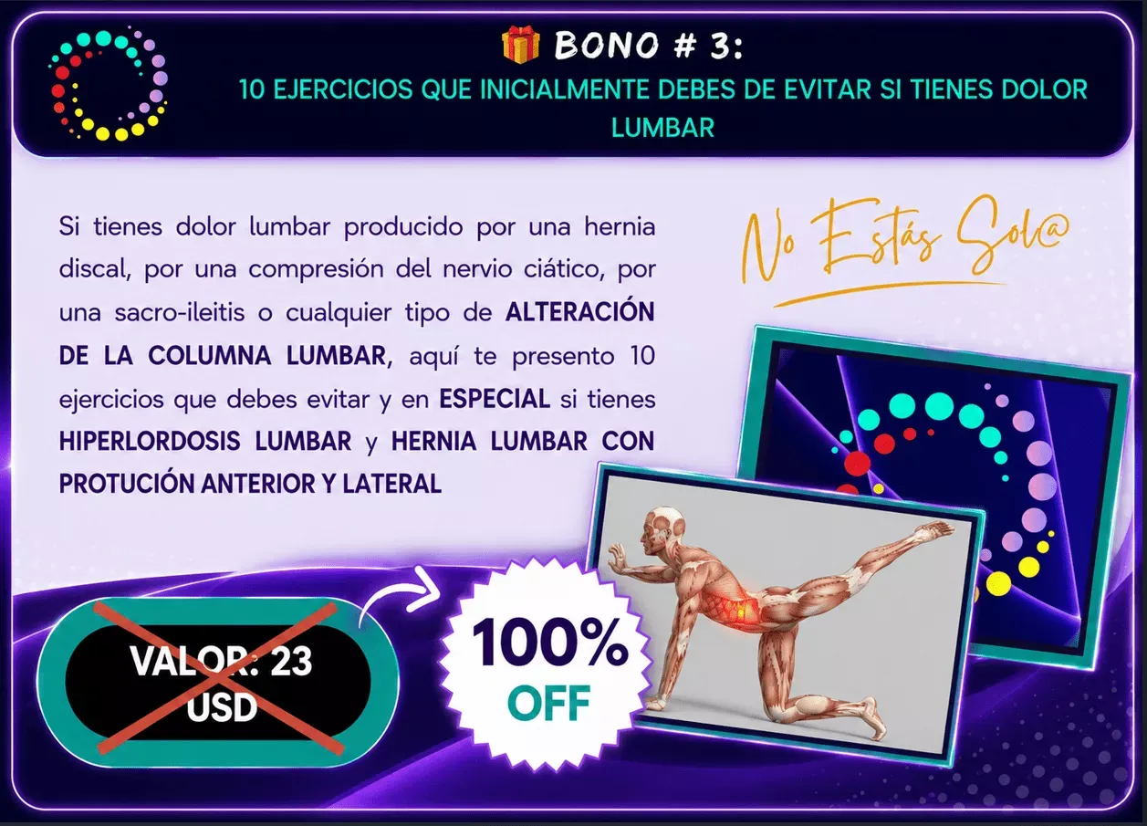 Bono 3: 10 ejercicios que inicialmente debes evitar si tienes dolor lumbar
